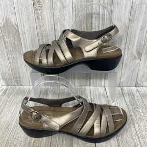 Dansko Dani Pewter Leather Strappy Low Heel Clog Sandal EU 39 Fits like US 8.5-9